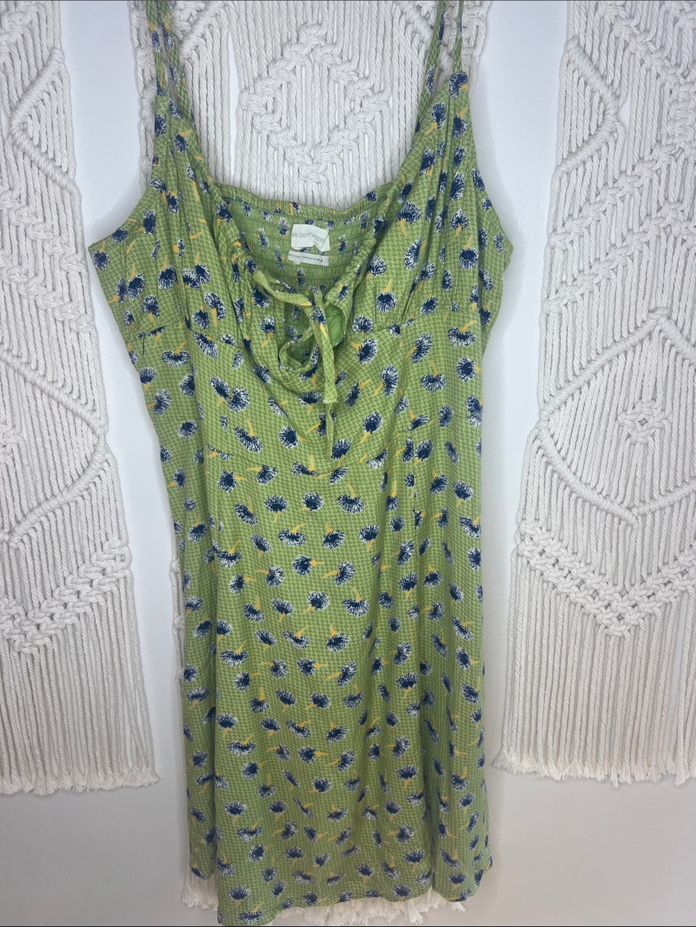 Urban Outfitters Green Floral Tie-Front Slip Dress